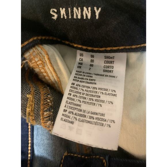 American Eagle - Super Stretch Dark Wash - Skinny Jeans - Size 00 Short - Picture 5 of 5